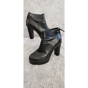 NEW Bullboxer Capricia Black Platform Ankle Boots Booties Lug Sole Womens Size 6